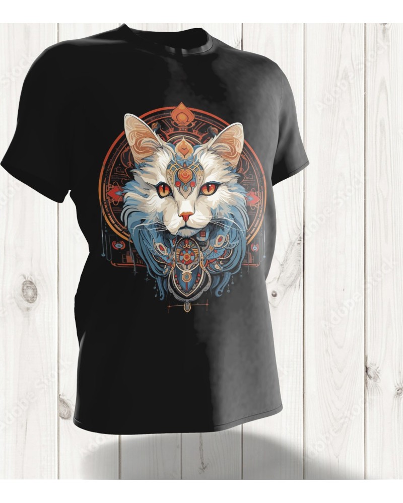 T-shirt Chat Mystique - Design Artistique et Spirituel