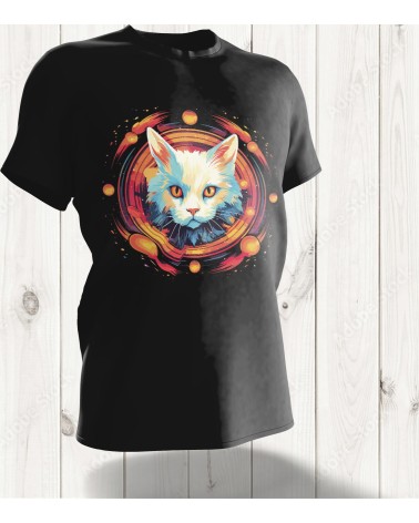 T-shirt Chat Galactique - Design Solaire et Mystique