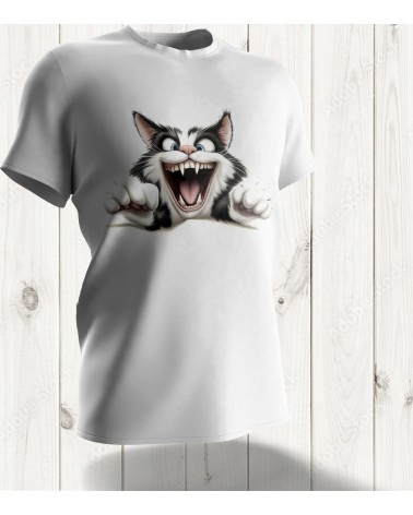 T-shirt "Crazy Cat Peek" – L'Esprit Curieux et Malicieux d'un Chat