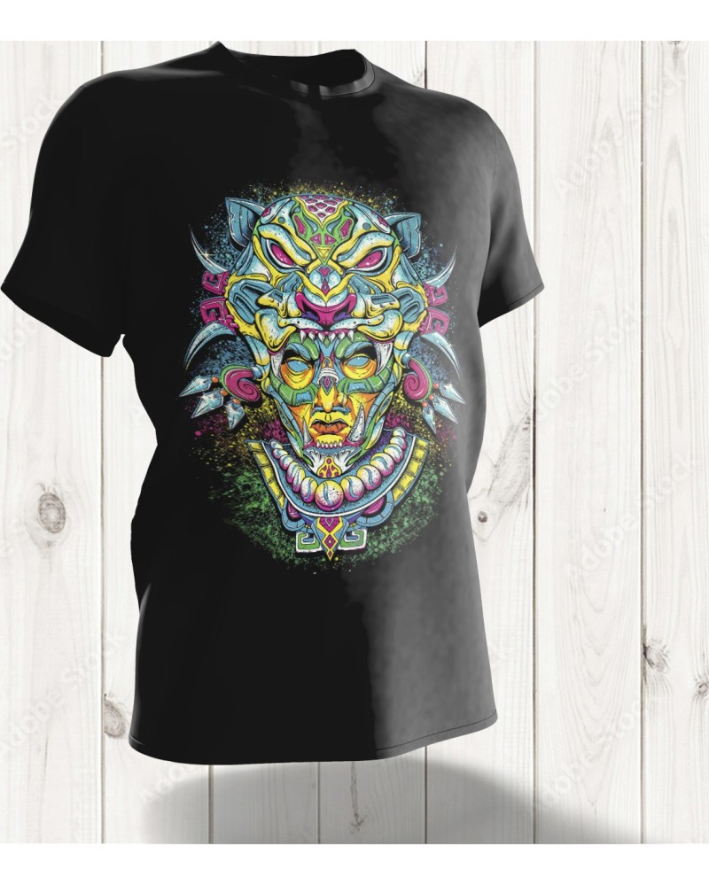 T-shirt "Tribal Jaguar Warrior" – Fusion d'Art Tribal et de Puissance Animale