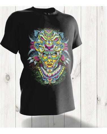 T-shirt "Tribal Jaguar Warrior" – Fusion d'Art Tribal et de Puissance Animale