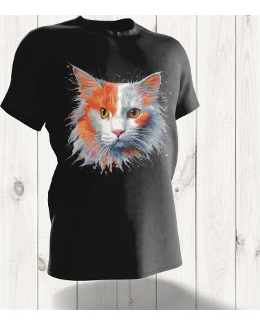 T-shirt "Chat Artistique" - Design Expressif et Coloré