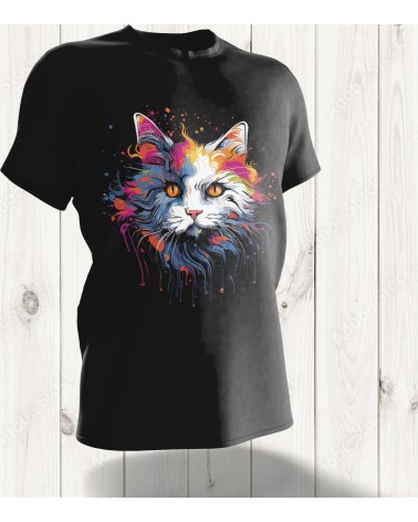 T-shirt "Chat Psychédélique" - Explosion de Couleurs et Style Unique