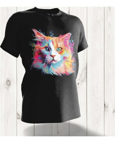 T-shirt "Chat Vibrant" - Éclat de Couleurs et Charme Félin