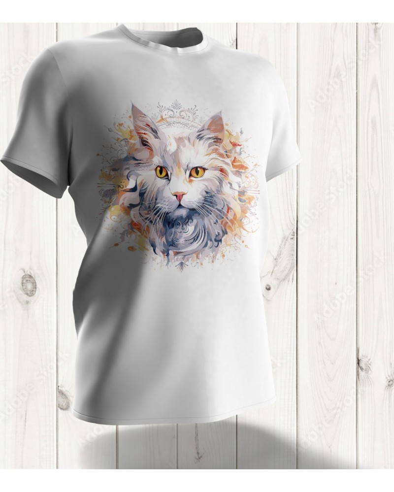 T-shirt Artistique "Turkish Van" – Élégance Feline et Détails Raffinés