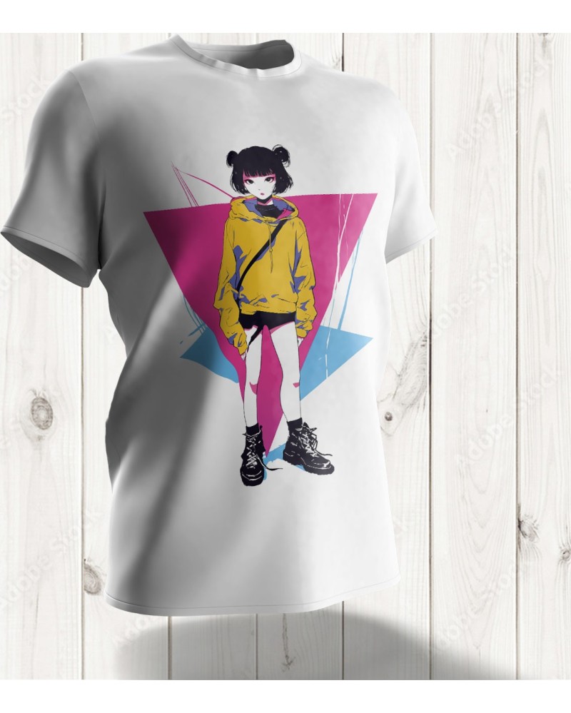 T-shirt Kawaii Streetwear Noir et Jaune – Style Urbain Inspiré de l'Esthétique K-Pop