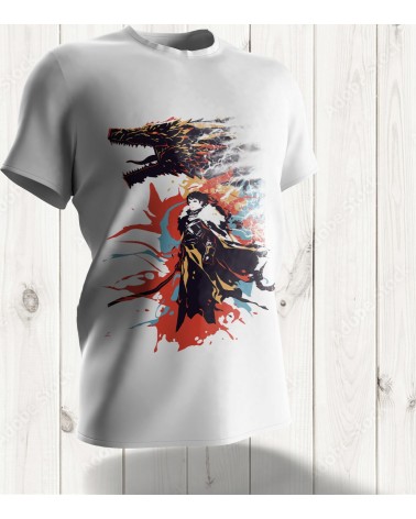 T-shirt Fanart Game of Thrones – Jon Snow et Dragon en Flammes