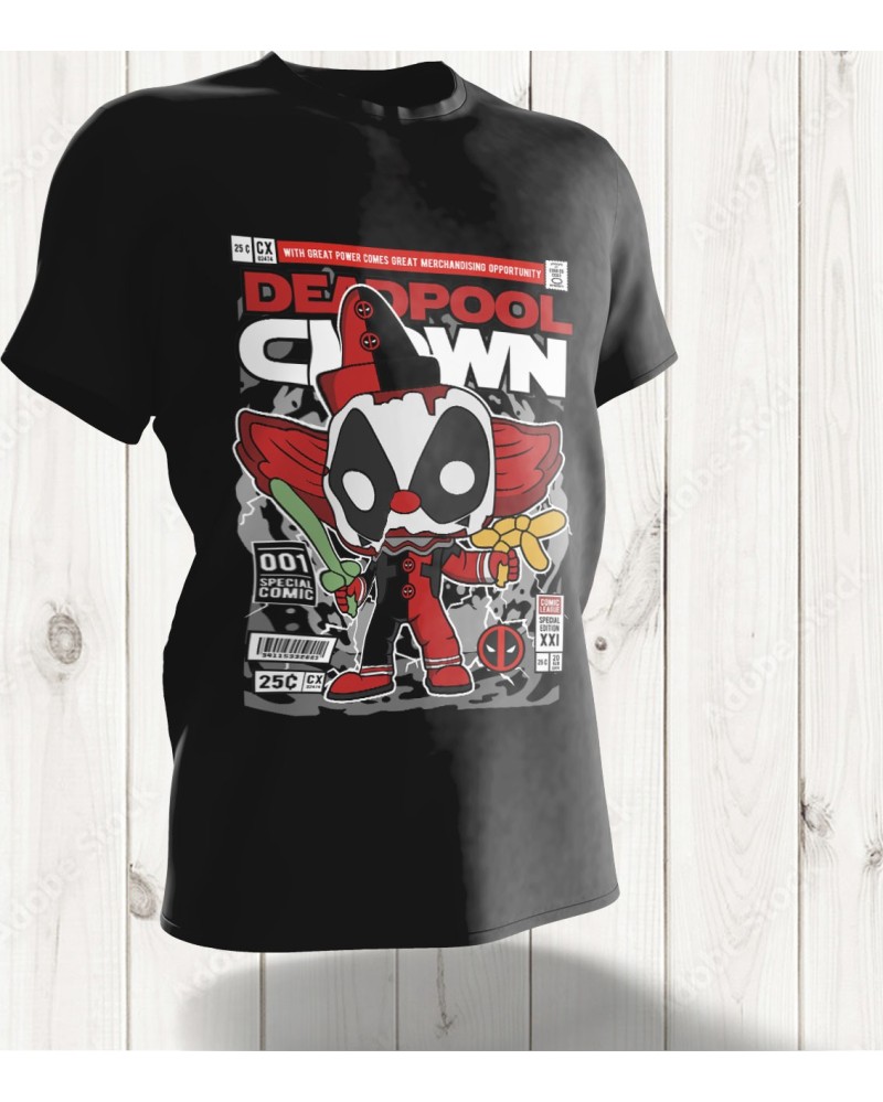 T-shirt Pop Art Deadpool Clown – Le Mercenaire à l'Humour Sombre en Édition Spéciale