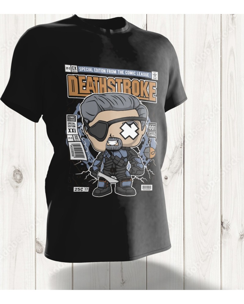 T-shirt Pop Art Deathstroke Unmasked – Le Mercenaire Dévoilé en Édition Spéciale