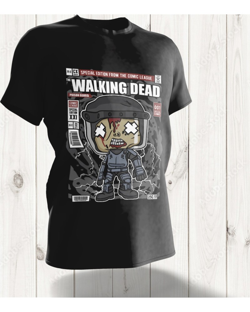 T-shirt Walking Dead Prison Guard Édition Limitée – L'Apocalypse Zombie en Version Pop Culture