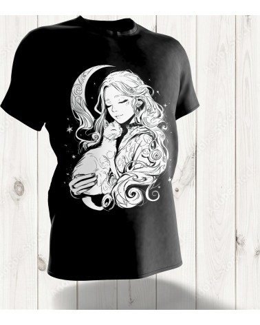 T-shirt Femme et Chat Édition Limitée – Harmonie Nocturne en Version Pop Culture