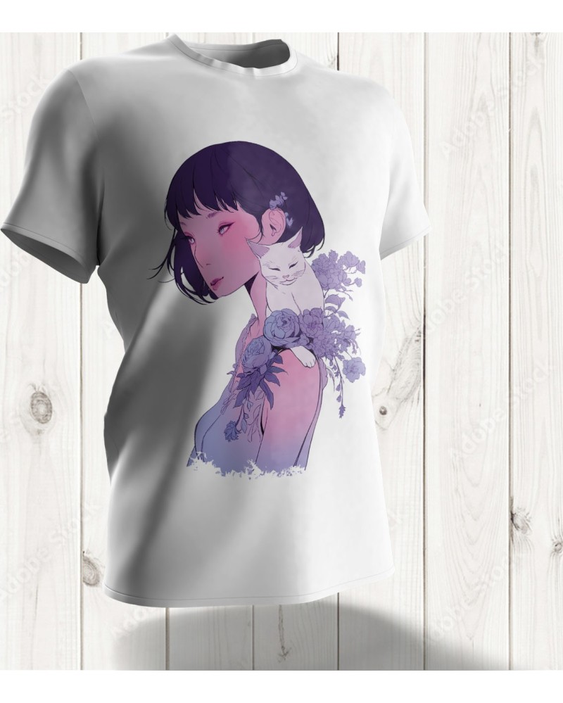 T-shirt Fille au Chat Édition Limitée – Élévation Féline en Version Artistique