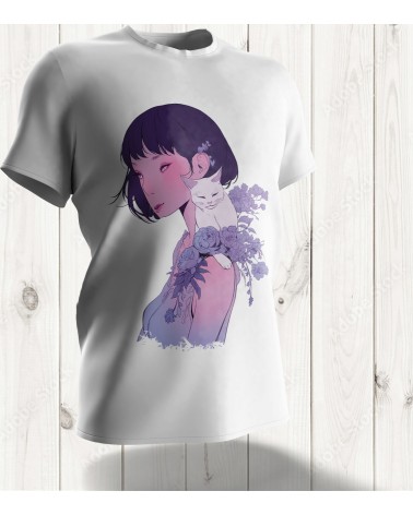 T-shirt Fille au Chat Édition Limitée – Élévation Féline en Version Artistique