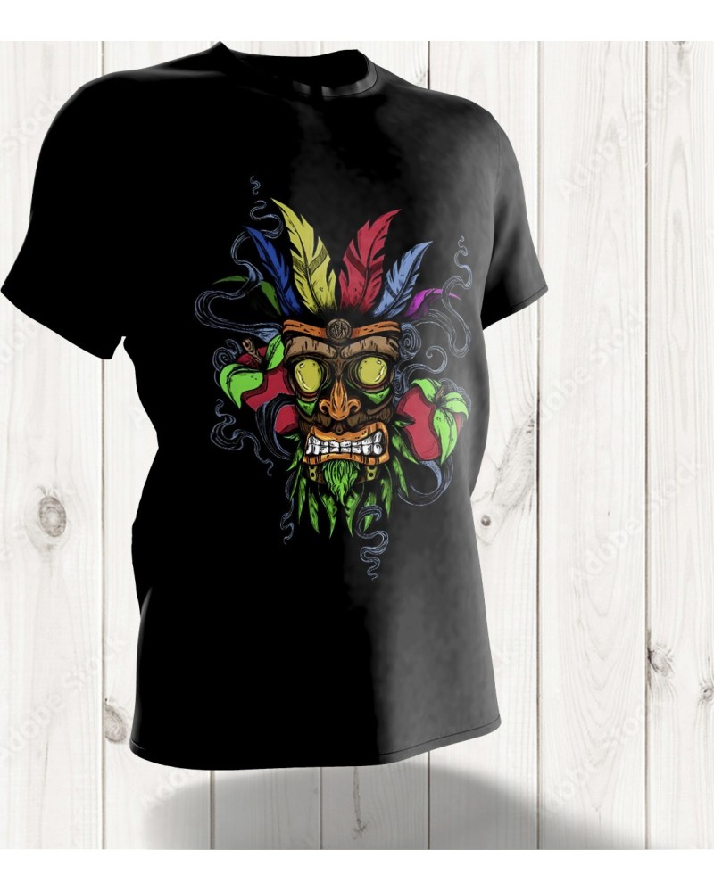 T-shirt Masque Tribal Coloré Édition Limitée – Expression de Culture et de Couleurs Vives