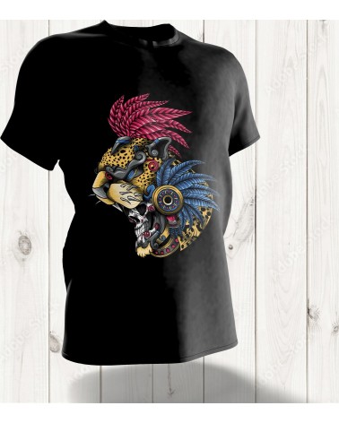 T-shirt "Guerrier Jaguar Aztèque" – Symbole de Force et de Noblesse