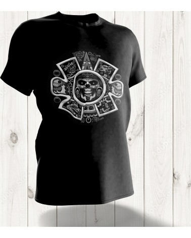 T-shirt Crâne Maya Mystique - Design Élégant en Noir et Blanc