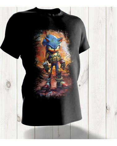 T-shirt Sonic Guerrier - Style Militaire Intense pour les Gamers