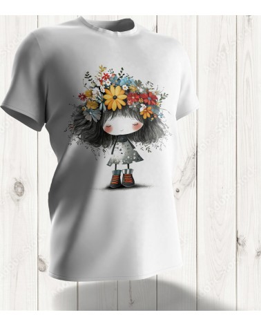 T-shirt Femme "Innocence Florale" – Un Design Mignon pour un Style Doux et Coloré