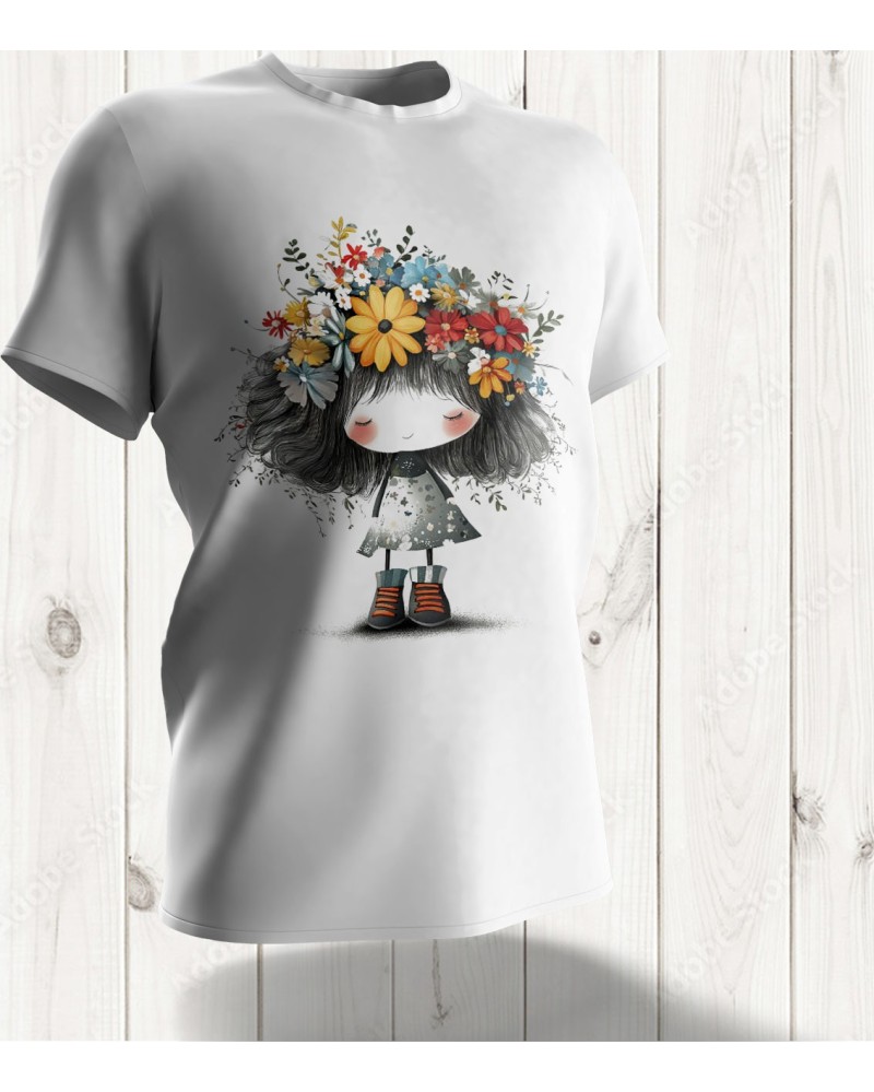 T-shirt Femme "Innocence Florale" – Un Design Mignon pour un Style Doux et Coloré