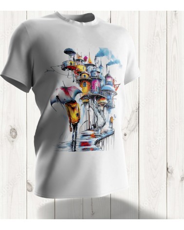 Tee-shirt "Village des Rêves" : Voyage onirique dans un Monde Fantastique