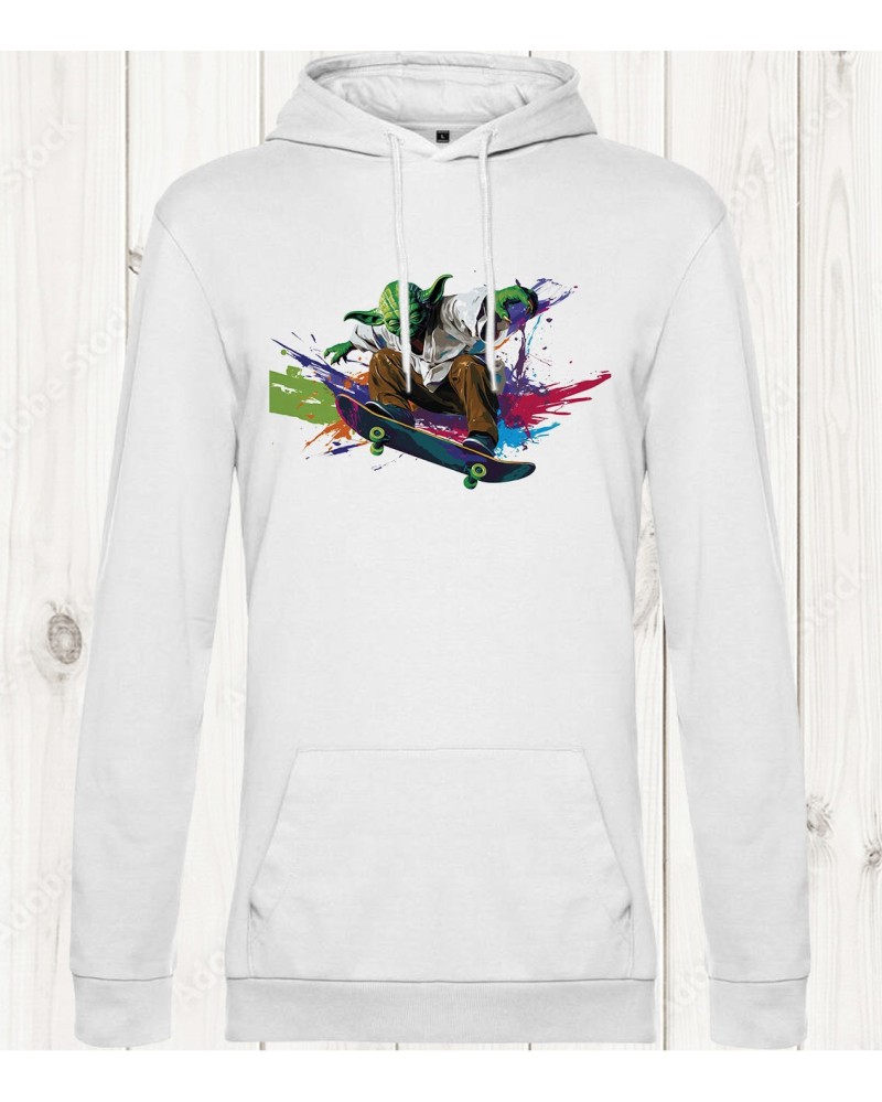 Sweat-shirt blanc avec imprimé "Skate Jedi" – Confort et Style Réunis