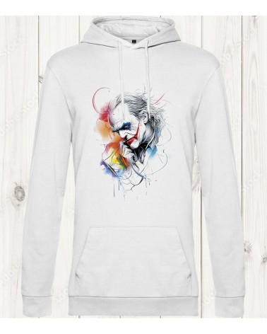 Sweat-shirt blanc "Joker – Art du Chaos" : L’audace du vilain mythique