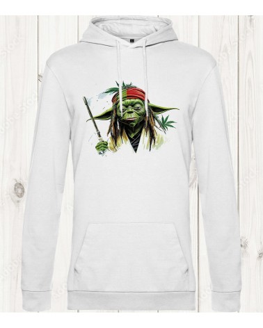 Sweat-shirt blanc "Rasta Yoda – La Force du Chill" : Un style Jedi décontracté