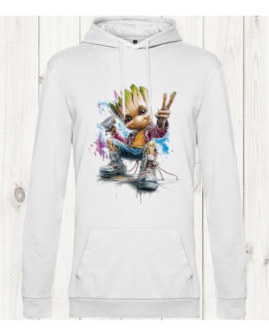 Sweat-shirt blanc "Groot Chill Vibes" : L’alliance parfaite entre nature et street art