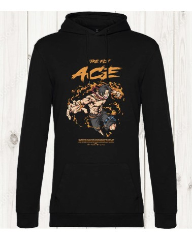 Sweat-shirt noir "Fire Fist Ace – Flamme Inextinguible" : La puissance du feu incarnée