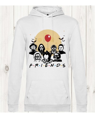 Sweat-shirt blanc "Halloween Friends Classic" : Quand l’horreur et l’amitié se rencontrent