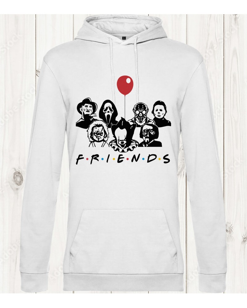 Sweat-shirt blanc "Halloween Friends Minimalist" : L'horreur en toute simplicité