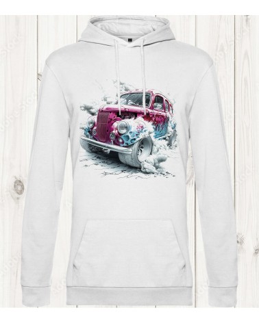 Sweat-shirt blanc "Vintage Hot Rod" : Le classique revisité avec puissance