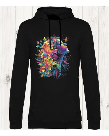 Sweat-shirt noir "Éclosion Florale" : L’élégance féminine en pleine floraison