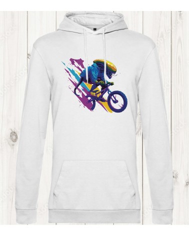 Sweat-shirt blanc "Alien BMX" : Extraterrestre sur roues