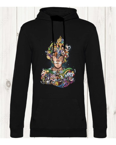 Sweat-shirt noir "Vegeta Supreme" : Le Prince des Saiyans en pleine puissance