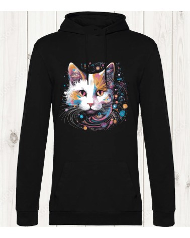 Sweat-shirt noir "Chat Galactique" : Entre mystère et étoiles