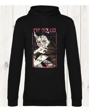 Sweat-shirt noir "Nezuko - Forme Démoniaque"