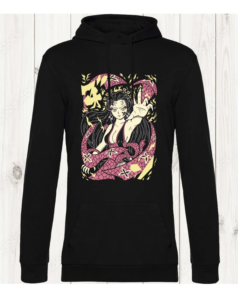 Sweat-shirt noir "Nezuko - Style Serpent et Manga"