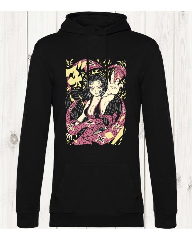 Sweat-shirt noir "Nezuko - Style Serpent et Manga"