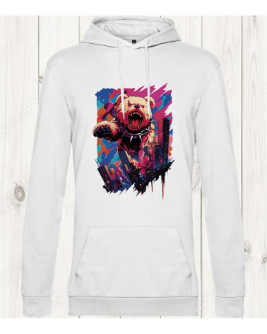 Sweat-shirt blanc "Ours Attaque - Style Urbain"