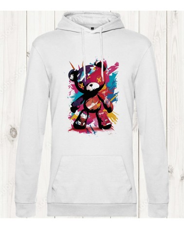 Sweat-shirt blanc "Ourson Graffiti Urbain"