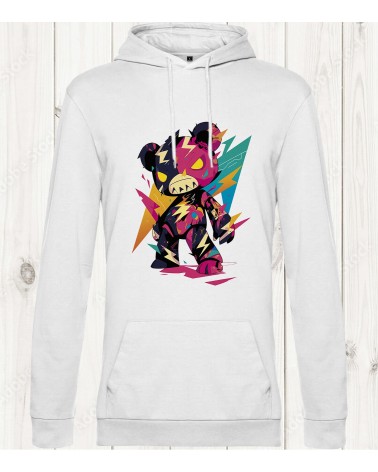 Sweat-shirt blanc "Ourson Colérique Street Art"