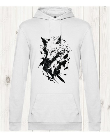 Sweat-shirt "Loup Sombre" - Puissance et mystère en noir et blanc