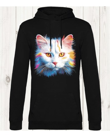 Sweat-shirt Noir avec Chat Turkish Van Multicolore – Design Vibrant